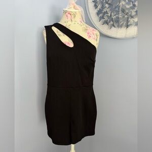 Crystal Sky Black One-Shoulder Romper